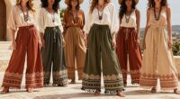 top boho wide leg pants