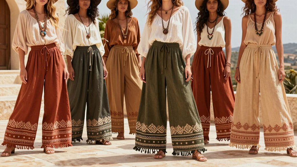 top boho wide leg pants