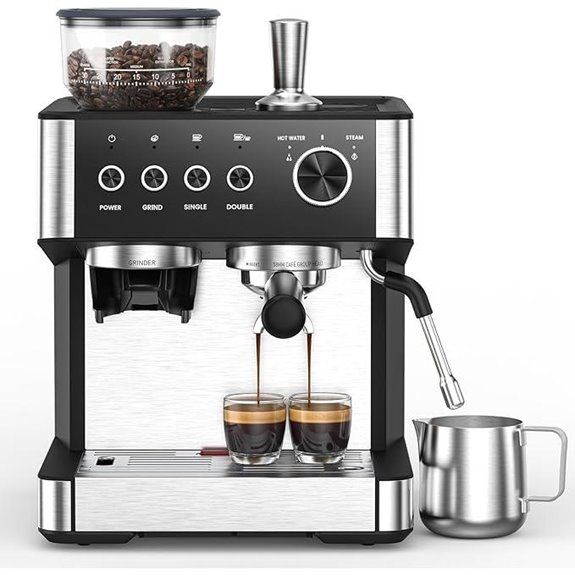 black espresso machine with grinder