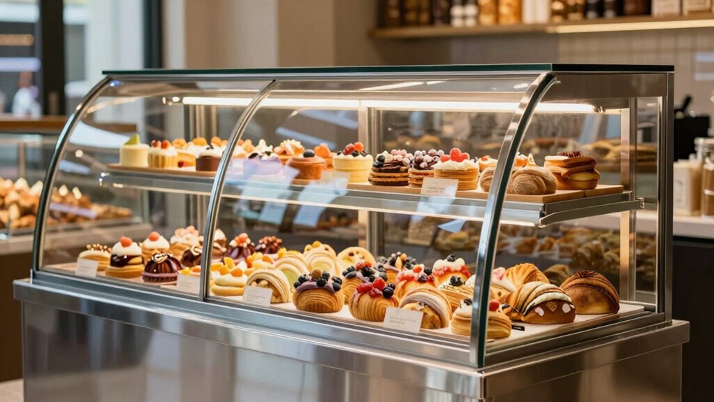 top curved bakery display cases